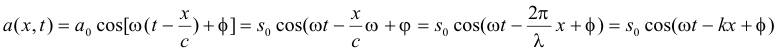 momentane Auslenkung, a, am Ort, x