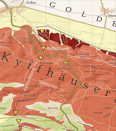 Aufschlüsse senkrecht zum Streichen