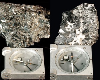magnetisches und unmagnetisches Mineral